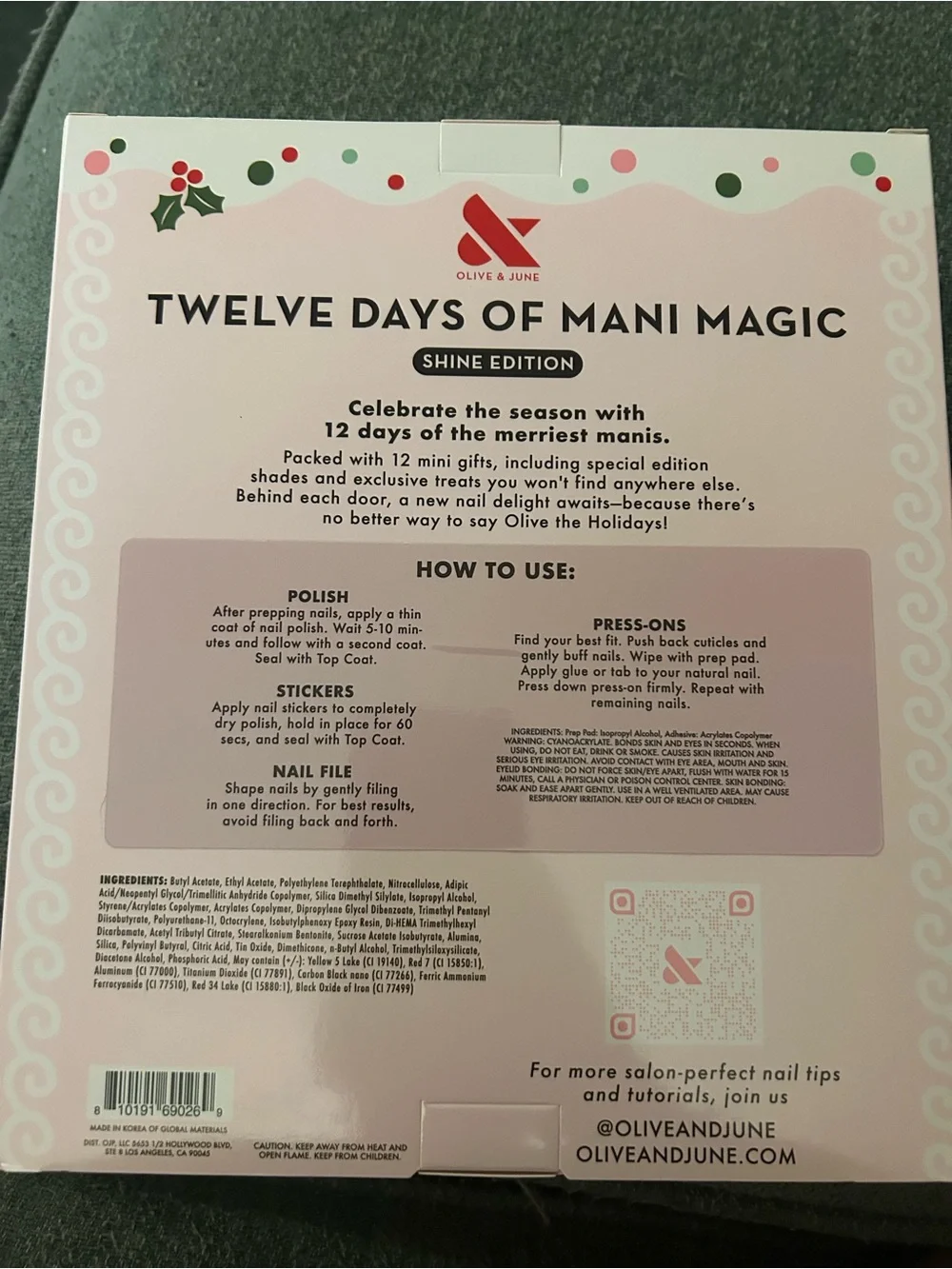 O love & June. Twelve Days of Mani Magic Advent Calendar - Pink